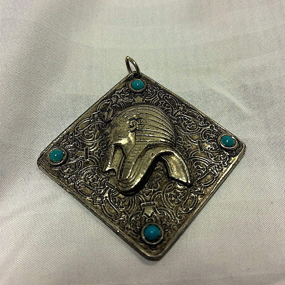 Vintage Silver Pharoah Pendant w/ Stones